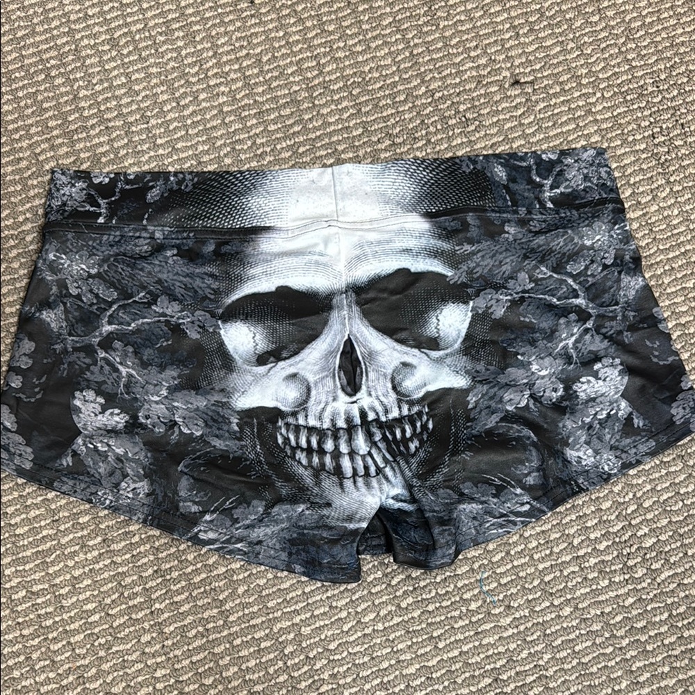 Blackmilk Clothing Skull Print Shorts